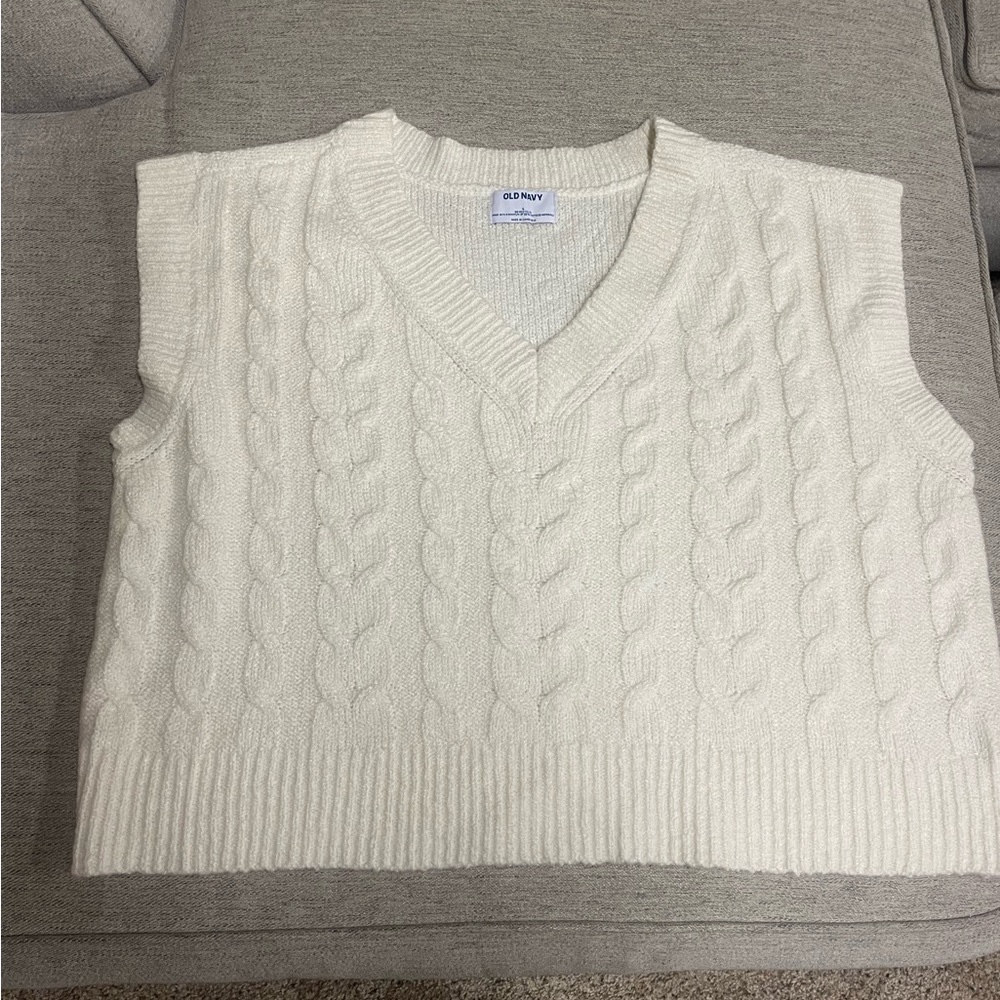 Old Navy White Oversized Sweatervest